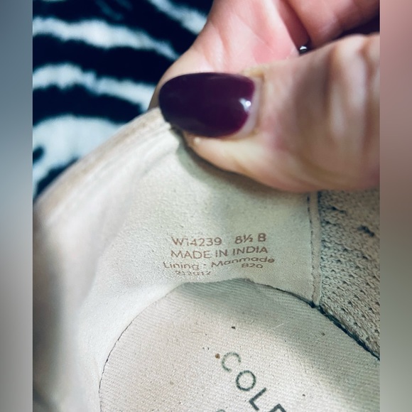 Cole Haan Beige/Gold Metalic Cloud Heel Sz 8 Wedge Slip on women’s Shoes - Picture 6 of 7